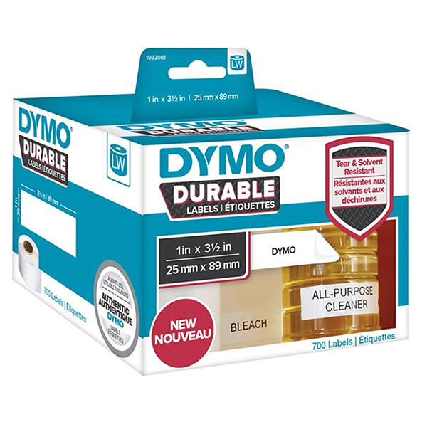 1 x Genuine Dymo LW Durable Shipping Labels 25mm x 89mm - 700 Labels SD1933081 1933081