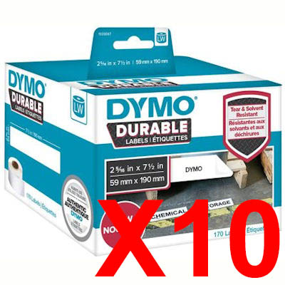 10 x Genuine Dymo LW Durable Shipping Labels 59mm x 190mm - 170 Labels SD1933087 1933087