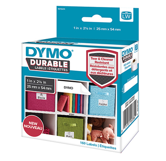 1 x Genuine Dymo LW Durable Address Labels 25mm x 54mm - 160 Labels SD1976411 1976411