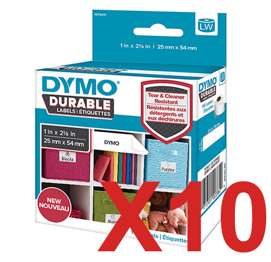 10 x Genuine Dymo LW Durable Address Labels 25mm x 54mm - 160 Labels SD1976411 1976411