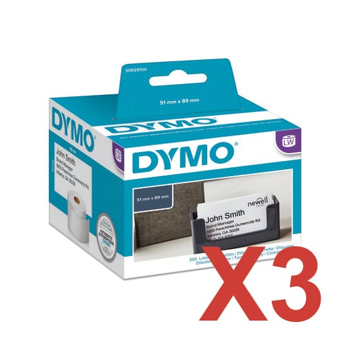 3 x Genuine Dymo LW Non-Adhesive Name Badge Labels 51mm x 89mm - 300 Labels SD30374 S0929100