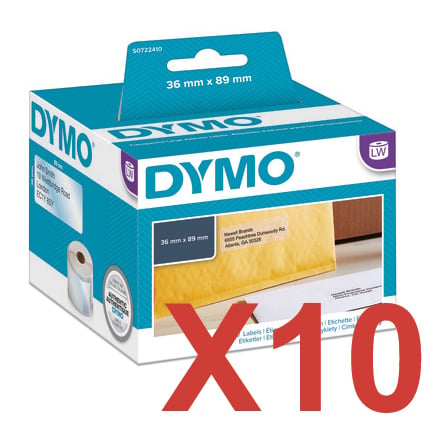 10 x Genuine Dymo LW Large Address Clear Plastic Labels 36mm x 89mm - 260 Labels SD99013 S0722410