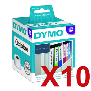 10 x Genuine Dymo LW Large Lever Archive File Labels 59mm x 190mm - 110 Labels SD99019 S0722480