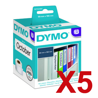 5 x Genuine Dymo LW Large Lever Archive File Labels 59mm x 190mm - 110 Labels SD99019 S0722480