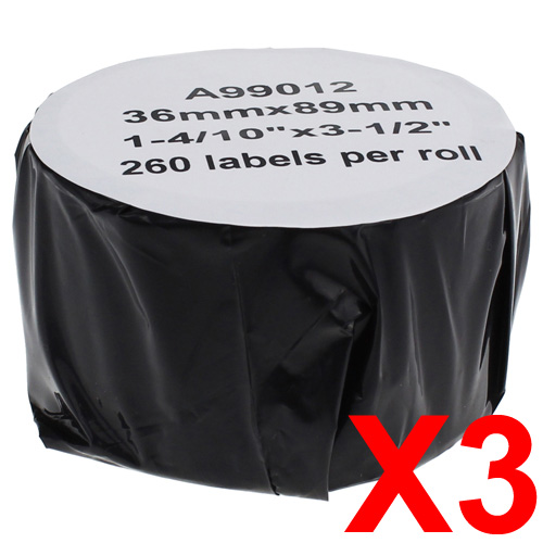 3 x Compatible Dymo LW Address Labels 36mm x 89mm - 260 Labels SD99012 S0722400