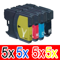 20 Pack Compatible Brother LC-133 Ink Cartridge Set (5BK,5C,5M,5Y)