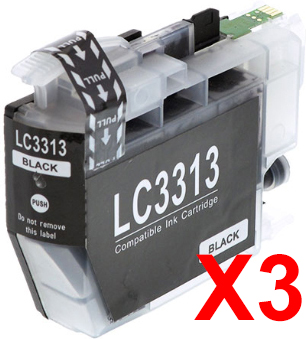 3 x Compatible Brother LC-3313 Black Ink Cartridge LC-3313BK
