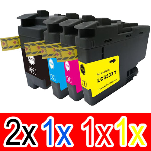 5 Pack Compatible Brother LC-3333 Ink Cartridge Set (2BK,1C,1M,1Y)