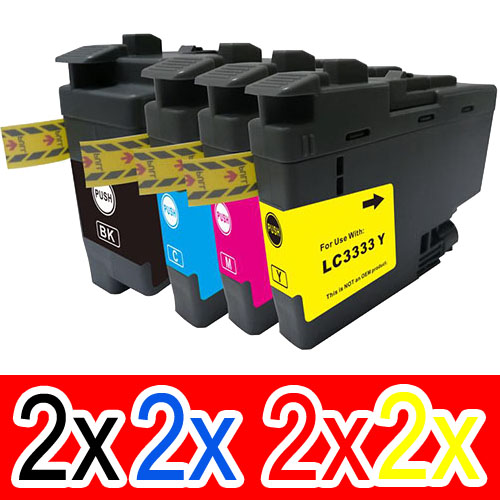 8 Pack Compatible Brother LC-3333 Ink Cartridge Set (2BK,2C,2M,2Y)