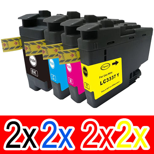 8 Pack Compatible Brother LC-3337 Ink Cartridge Set (2BK,2C,2M,2Y)