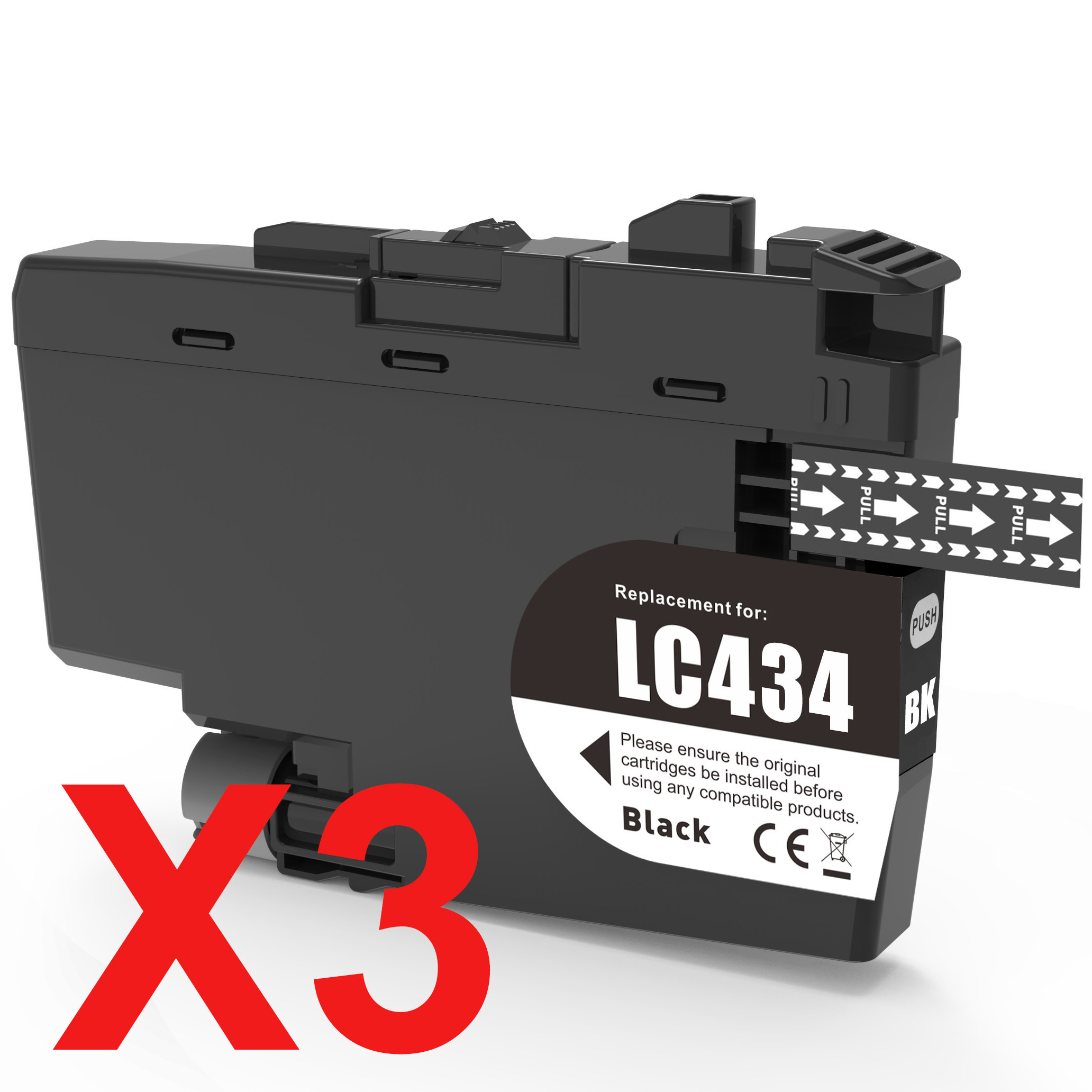3 x Compatible Brother LC-434 Black Ink Cartridge LC-434BK