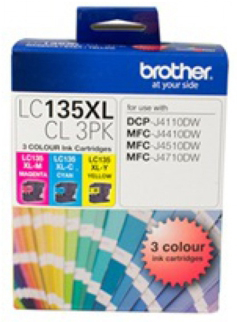 1 x Genuine Brother LC-135XL C/M/Y Ink Cartridge Colour Pack LC-135XLCL3PK