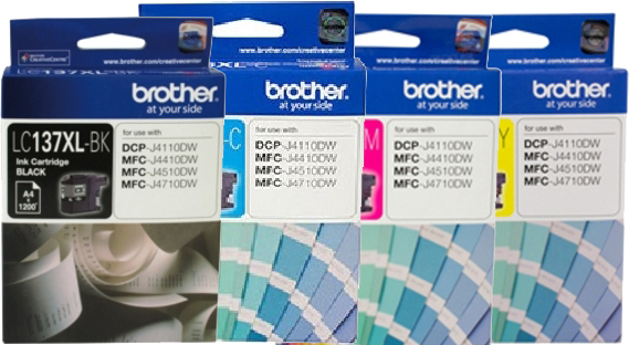 4 Pack Genuine Brother LC-137XL LC-135XL Ink Cartridge Set (1BK,1C,1M,1Y)