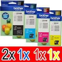 5 Pack Genuine Brother LC-231 Ink Cartridge Set (2BK,1C,1M,1Y)