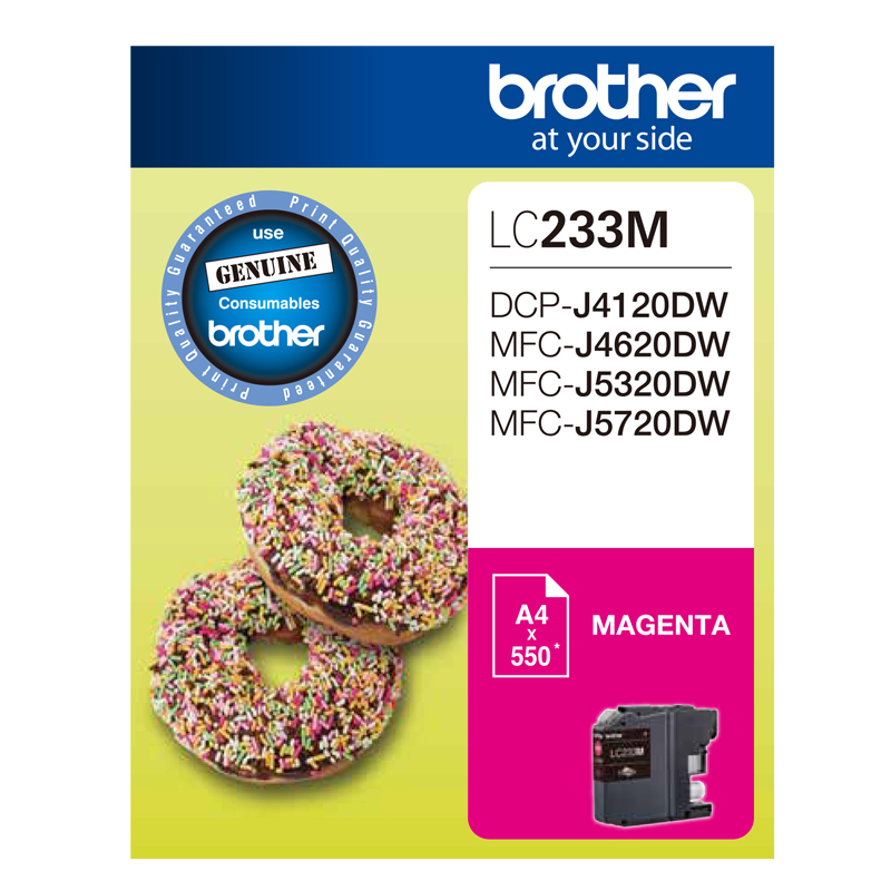 1 x Genuine Brother LC-233 Magenta Ink Cartridge LC-233M
