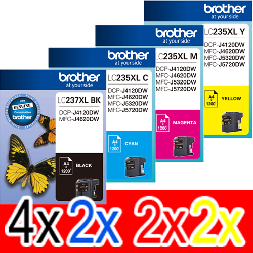 10 Pack Genuine Brother LC-237XL LC-235XL Ink Cartridge Set (4BK,2C,2M,2Y)