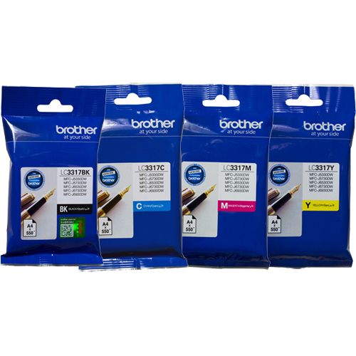 4 Pack Genuine Brother LC-3317 Ink Cartridge Set (1BK,1C,1M,1Y)