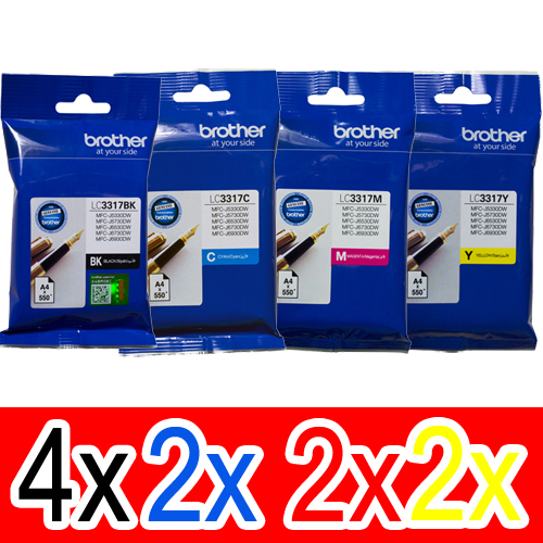 10 Pack Genuine Brother LC-3317 Ink Cartridge Set (4BK,2C,2M,2Y)