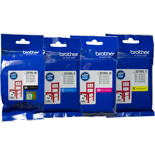 4 Pack Genuine Brother LC-3319XL Ink Cartridge Set (1BK,1C,1M,1Y)