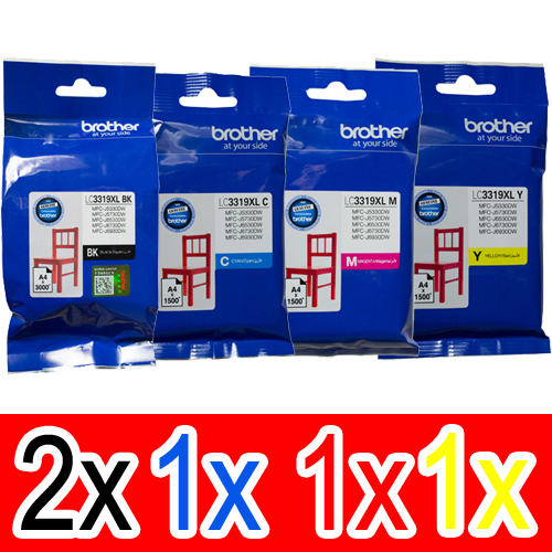 5 Pack Genuine Brother LC-3319XL Ink Cartridge Set (2BK,1C,1M,1Y)