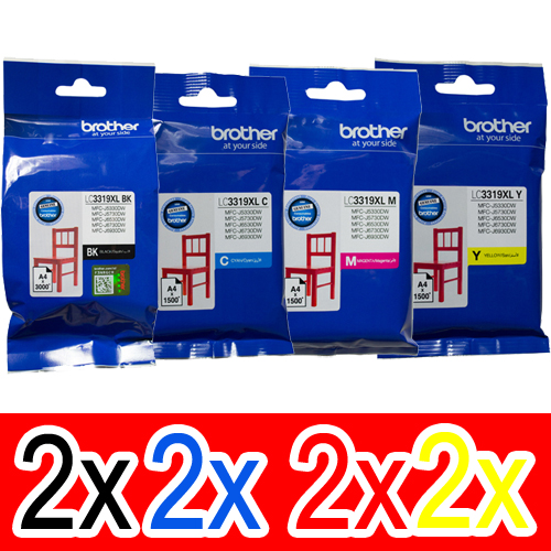 8 Pack Genuine Brother LC-3319XL Ink Cartridge Set (2BK,2C,2M,2Y)