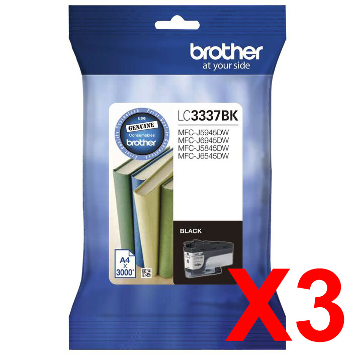 3 x Genuine Brother LC-3337 Black Ink Cartridge LC-3337BK