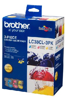 1 x Genuine Brother LC-38 C/M/Y Ink Cartridge Colour Pack LC-38CL3PK