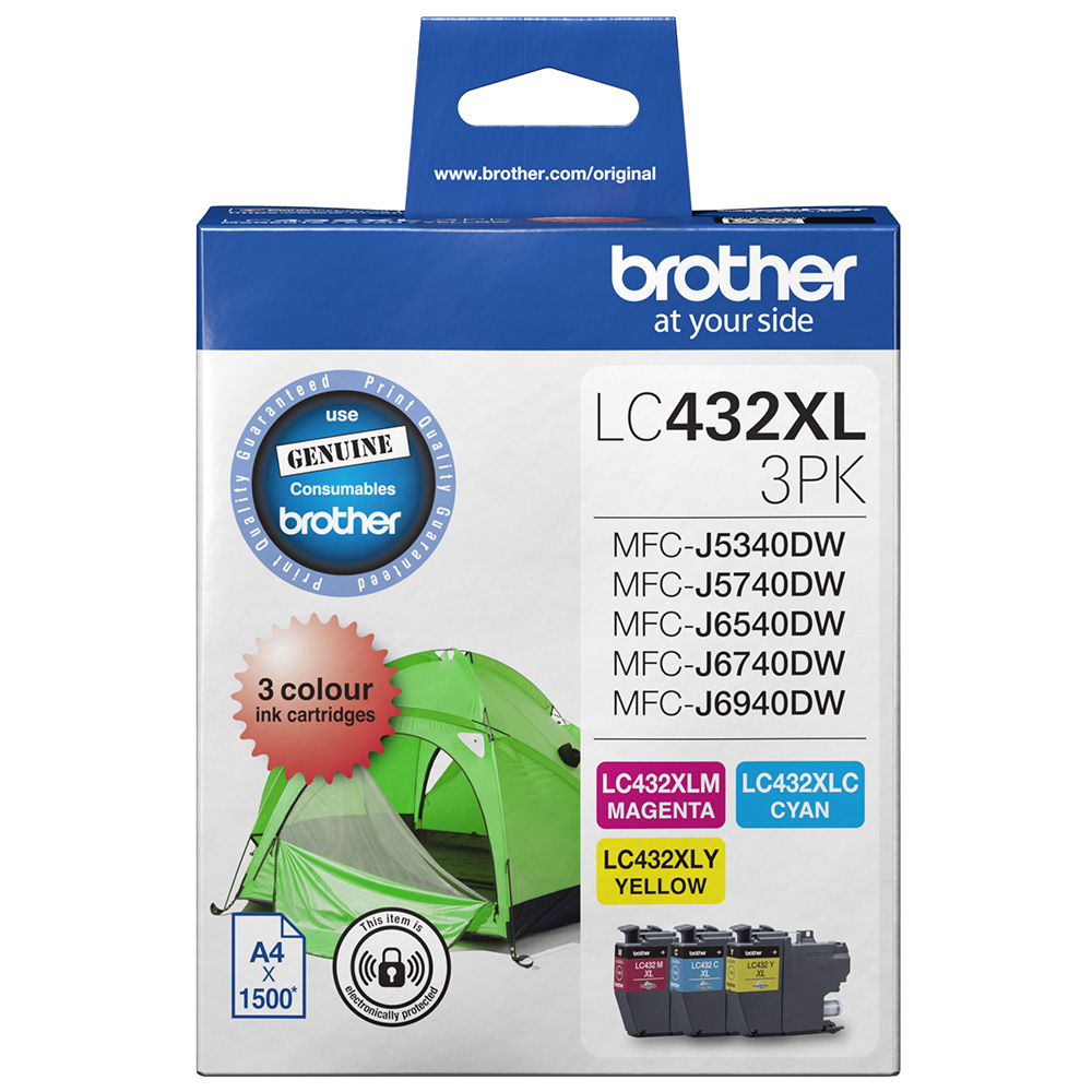 1 x Genuine Brother LC-432XL C/M/Y Ink Cartridge Colour Pack LC-432XL3PKS