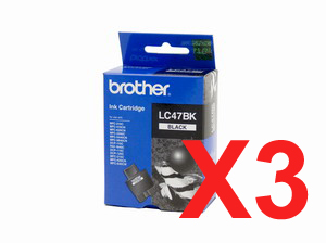 3 x Genuine Brother LC-47 Black Ink Cartridge LC-47BK