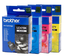 4 Pack Genuine Brother LC-47 Ink Cartridge Set (1BK,1C,1M,1Y)