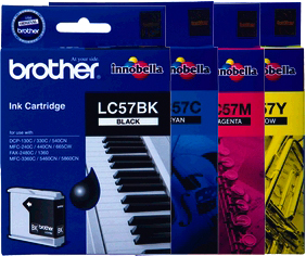 4 Pack Genuine Brother LC-57 Ink Cartridge Set (1BK,1C,1M,1Y)