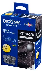 1 x Genuine Brother LC-67 Black Ink Cartridge Twin Pack LC-67BK2PK