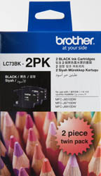 1 x Genuine Brother LC-73 Black Ink Cartridge Twin Pack LC-73BK2PK