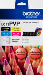 1 x Genuine Brother LC-73 B/C/M/Y Ink Cartridge Photo Value Pack LC-73PVP