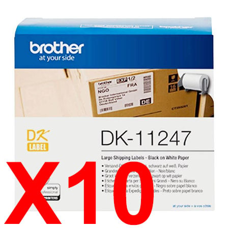 10 x Genuine Brother DK-11247 White Paper Label Roll - 103mm x 164mm - 180 Labels per Roll