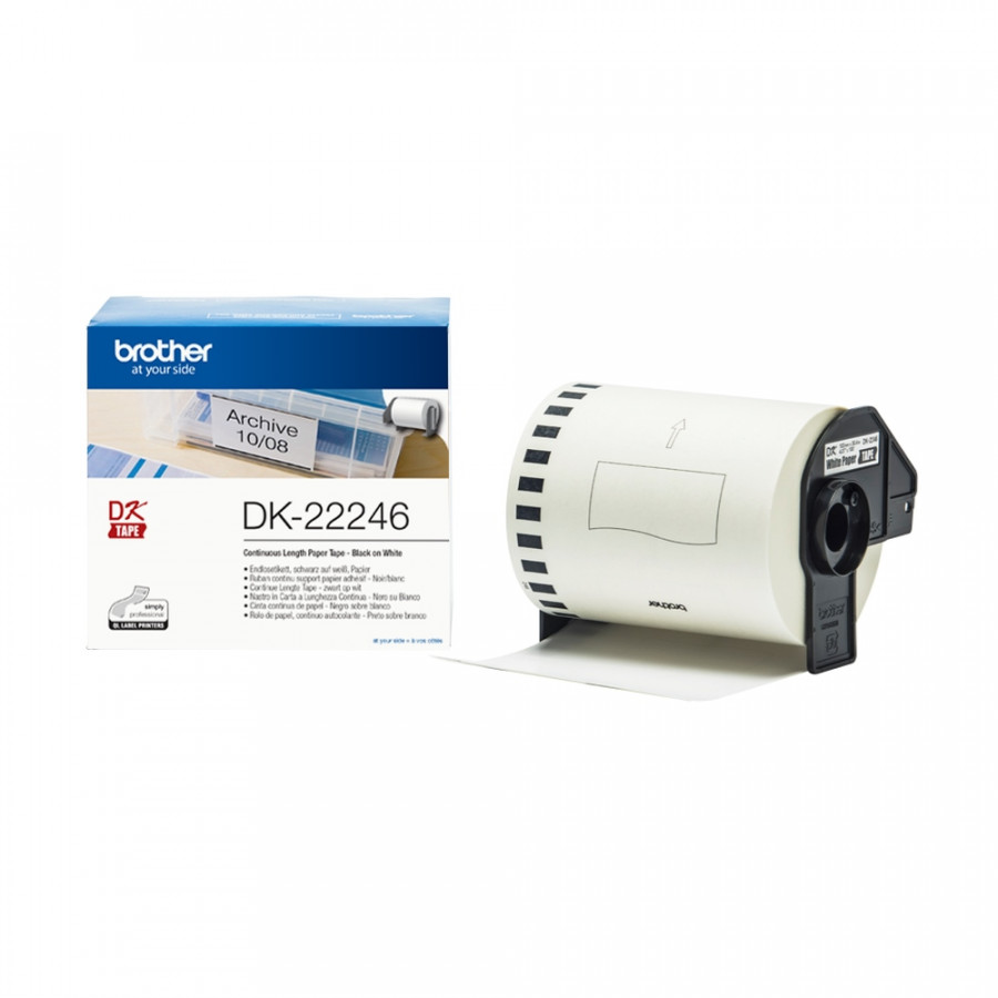 1 x Genuine Brother DK-22246 White Paper Tape Roll - 103mm x 30.48m - Continuous Length