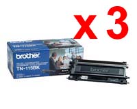 3 x Genuine Brother TN-155BK Black Toner Cartridge High Yield