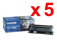 5 x Genuine Brother TN-155BK Black Toner Cartridge High Yield