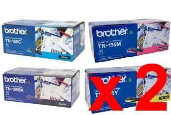 2 Lots of 4 Pack Genuine Brother TN-155 Toner Cartridge Set High Yield