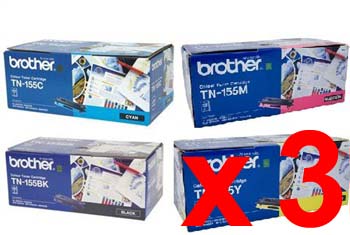 3 Lots of 4 Pack Genuine Brother TN-155 Toner Cartridge Set High Yield