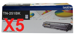 5 x Genuine Brother TN-251BK Black Toner Cartridge