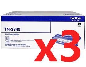 3 x Genuine Brother TN-3340 Toner Cartridge
