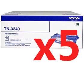 5 x Genuine Brother TN-3340 Toner Cartridge