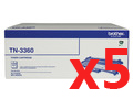 5 x Genuine Brother TN-3360 Toner Cartridge High Yield