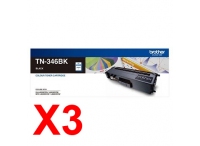 3 x Genuine Brother TN-346BK Black Toner Cartridge High Yield