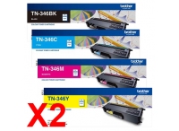 2 Lots of 4 Pack Genuine Brother TN-346 Toner Cartridge Set High Yield