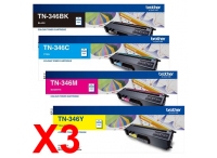 3 Lots of 4 Pack Genuine Brother TN-346 Toner Cartridge Set High Yield