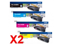 2 Lots of 4 Pack Genuine Brother TN-349 Toner Cartridge Set Super High Yield