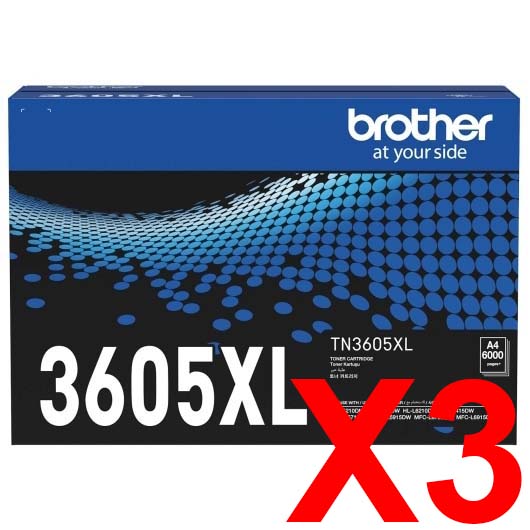 3 x Genuine Brother TN-3605XL Toner Cartridge High Yield