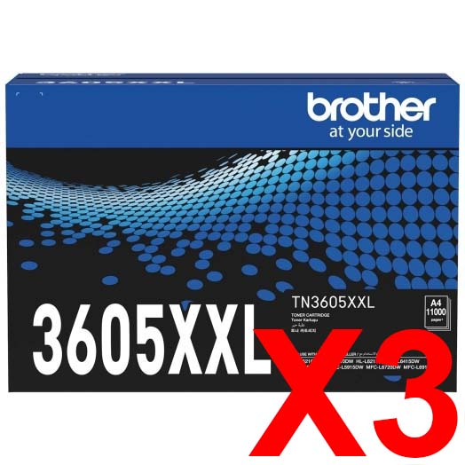 3 x Genuine Brother TN-3605XXL Toner Cartridge Super High Yield